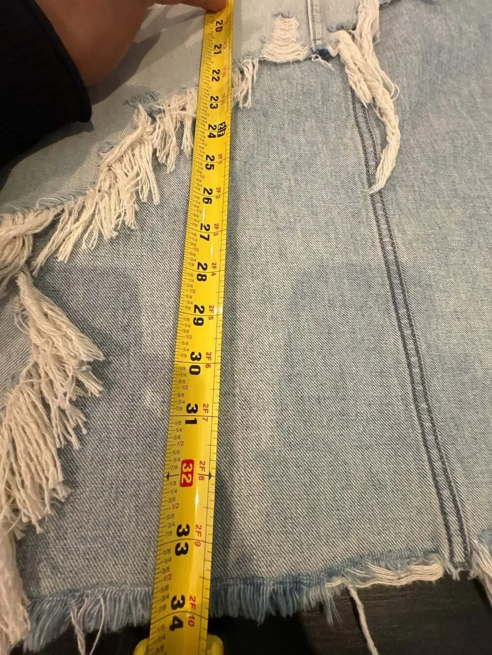7 For All Mankind Raw-Edge Denim Midi Skirt size 30 new w/ defects
